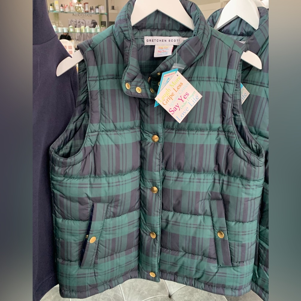 Gretchen Scott Designs Green Plaid Vest